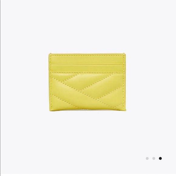 RARE NEW Tory Burch Kira Chevron Card Holder in Neon Yellow - Picture 2 of 5